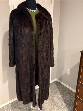 Classic Women's Long Dark Brown mahogany mink full length Fur Coat